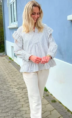 Say INA Copenhagen Bluse - Wilja - White/Blue Stripes