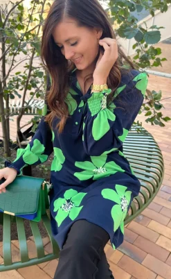 Say INA Copenhagen Kjole - Augusta - Green Flower