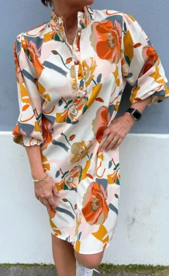 Say INA Copenhagen Kjole - Augusta - White Big Flower