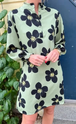 Say INA Copenhagen Kjole - Augusta - Dusty Green/Black Flower