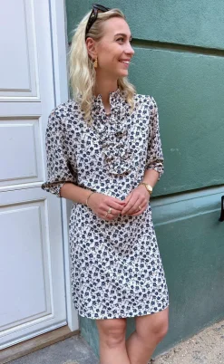 Say INA Copenhagen Kjole - Camilla - White/Blue Flower