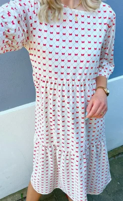 Say INA Copenhagen Kjole - Ellie - Off White W. Red Bows