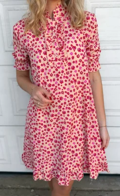 Say INA Copenhagen Kjole - Philine - Pink / Red Flowers