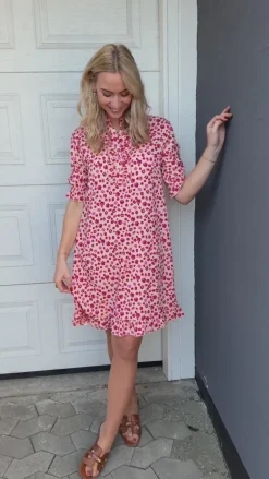 Say INA Copenhagen Kjole - Philine - Pink / Red Flowers