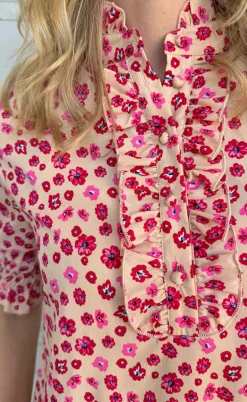 Say INA Copenhagen Kjole - Philine - Pink / Red Flowers