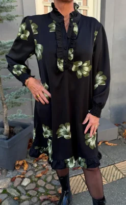 Say INA Copenhagen Kjole - Pia - Black W. Green Flower