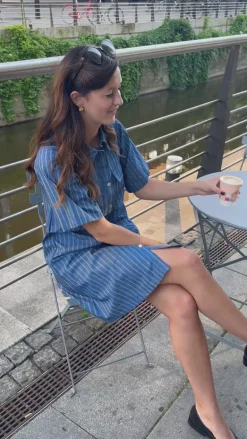 Say INA Copenhagen Kjole - Sif - Denim Blue Pinstripe