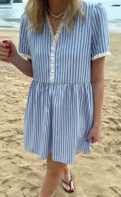 Say INA Copenhagen Kjole - Catja Summer - Blue Striped W. Lace