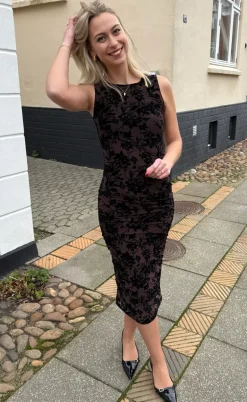 Say INA Copenhagen Kjole - Sophia Mesh - Brown W. Black Flower