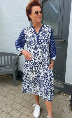 Say INA Copenhagen Kjole - Helena - Creme / Blue