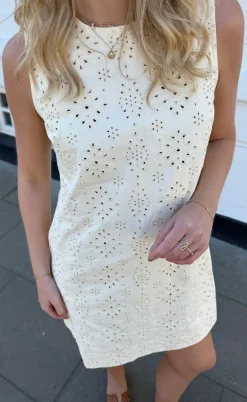 Say INA Copenhagen Kjole - Maja - Off White Denim W. Embroidery