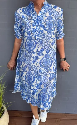 Say INA Copenhagen Kjole - Philine - Blue Paisley