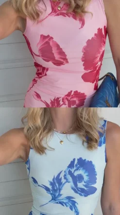 Say INA Copenhagen Kjole - Sophia Mesh - Blue Flower