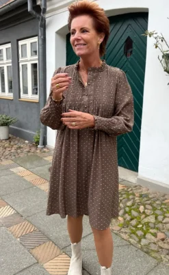 Say INA Copenhagen Kjole - Natalia - Dark Brown W. Dots