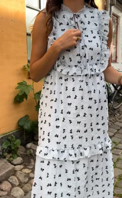 Say INA Copenhagen Kjole - Lilja Bow Dress - Light Blue W. Black Bows