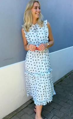 Say INA Copenhagen Kjole - Lilja Bow Dress - Light Blue W. Black Bows