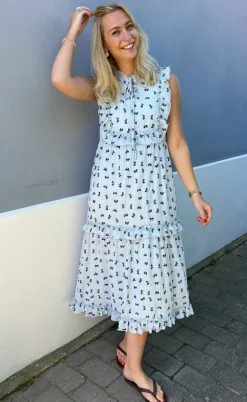 Say INA Copenhagen Kjole - Lilja Bow Dress - Light Blue W. Black Bows