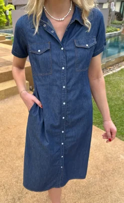 Say INA Copenhagen Kjole - Detia Summer - Denim Blue