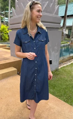 Say INA Copenhagen Kjole - Detia Summer - Denim Blue