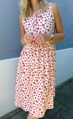 Say INA Copenhagen Kjole - Heidi - White/Red Flowers
