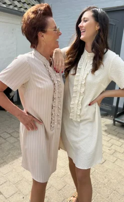 Say INA Copenhagen Kjole - Flora - Beige Pinstripe