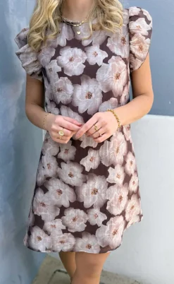 Say INA Copenhagen Kjole - Kati Bow - Brown Flower