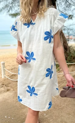 Say INA Copenhagen Kjole - Emma - Blue Leaf Embroidery