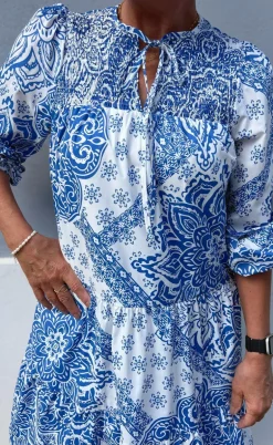 Say INA Copenhagen Kjole - Vanessa - White / Blue Paisley