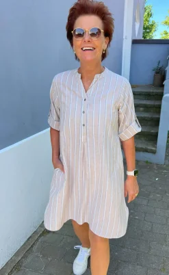 Say INA Copenhagen Kjole - Nia - Beige Striped
