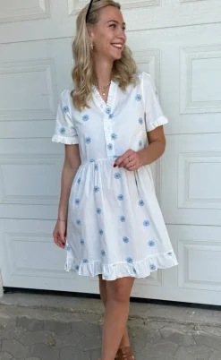 Say INA Copenhagen Kjole - Catja Summer - Blue Flower Embroidery