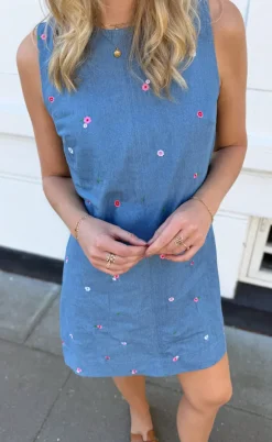 Say INA Copenhagen Kjole - Naja - Denim Blue w. Flowers