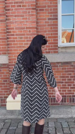 Say INA Copenhagen Kjole - Zara Zig Zag - Black W. White