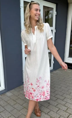 Say INA Copenhagen Kjole - Nina - Off White W. Pink Flowers