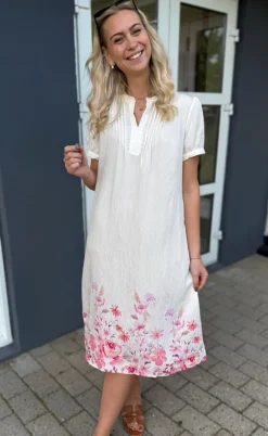 Say INA Copenhagen Kjole - Nina - Off White W. Pink Flowers