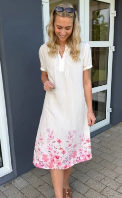 Say INA Copenhagen Kjole - Nina - Off White W. Pink Flowers
