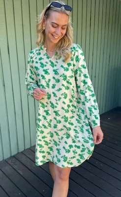 Say INA Copenhagen Kjole - Mira - White / Green Flowers