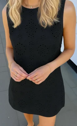 Say INA Copenhagen Kjole - Maja - Black Denim W. Embroidery