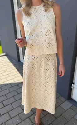 Say INA Copenhagen Nederdel - Naja - Off White Denim W. Embroidery