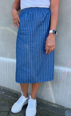 Say INA Copenhagen Nederdel - Stine - Denim Blue Pinstripe