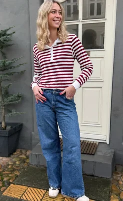Say INA Copenhagen Polo / Bluse - Pamela - Bordeaux Striped
