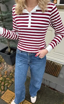 Say INA Copenhagen Polo / Bluse - Pamela - Bordeaux Striped