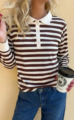 Say INA Copenhagen Polo / Bluse - Pamela - Brown Striped