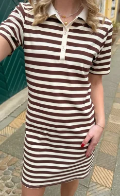 Say INA Copenhagen Polo Kjole - Pamela - Brown Striped