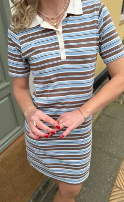 Say INA Copenhagen Polo Kjole - Pamela - Brown / Blue Striped
