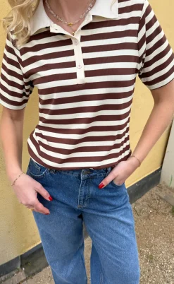 Say INA Copenhagen Polo T-Shirt - Pamela Summer - Brown Striped