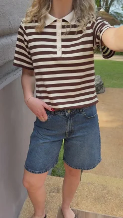 Say INA Copenhagen Polo T-Shirt - Pamela Summer - Brown Striped