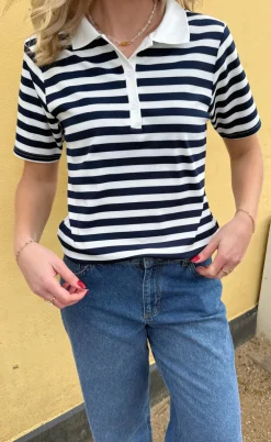 Say INA Copenhagen Polo T-Shirt - Pamela Summer - Navy Striped