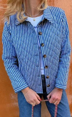 Say INA Copenhagen Quiltet Jakke - Elvira - Blue Striped