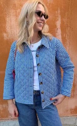 Say INA Copenhagen Quiltet Jakke - Elvira - Blue Striped