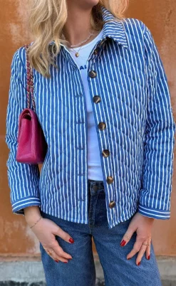 Say INA Copenhagen Quiltet Jakke - Elvira - Blue Striped